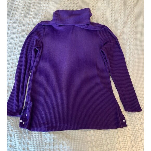 Liz Claiborne Womens Sweater Plus Sz XL Turtleneck Plum Purple Ribbed Fuzzy Knit - Picture 7 of 12